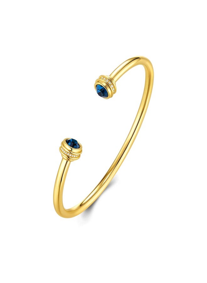 SNGIA Gold Chunky Infinity Statement FULLY ADJUSTABLE Open Cuff Bangle with Sapphire CZ Braided Charm for Women by SNGIA, Stackable Handmade Trendy Jewelry Gifts, Polished Beachy Vacation Fashion Boho Tennis Bracelet Accessories, Vintage Link Wire Thick Bohemian Nickle Free Open Forever Bracelet Bangle. - Image 1